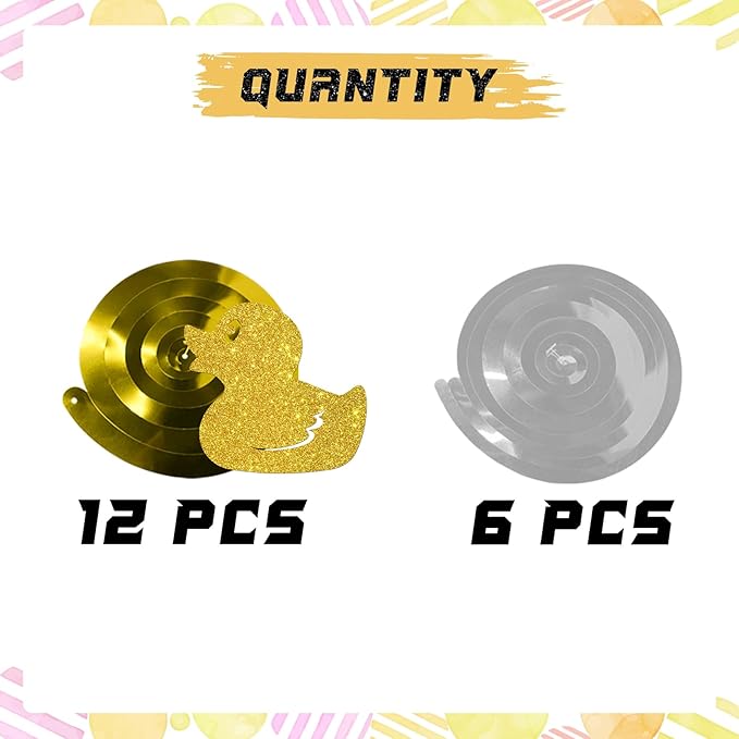 Duck Hanging Swirls, Farm Themed Party Swirls Supplies, Kids Birthday Baby Shower Yellow Duck Party Foil Ceiling Decoration Supplies 18 PCS Gold Glitter