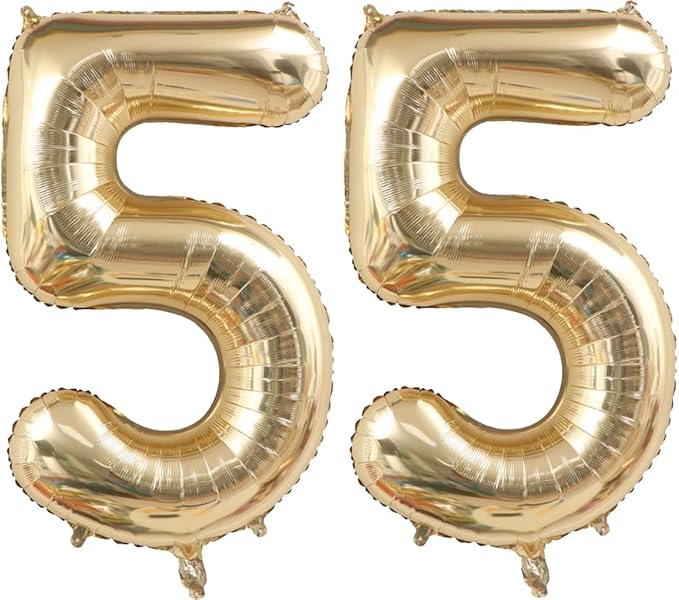 40 Inch Light Gold 55 Number Balloons White Gold Giant 55 Foil Mylar Helium Large Digital Balloon Champagne Gold Birthday Number Jumbo Balloon 55 Anniversary Events Party Decorations Supplies