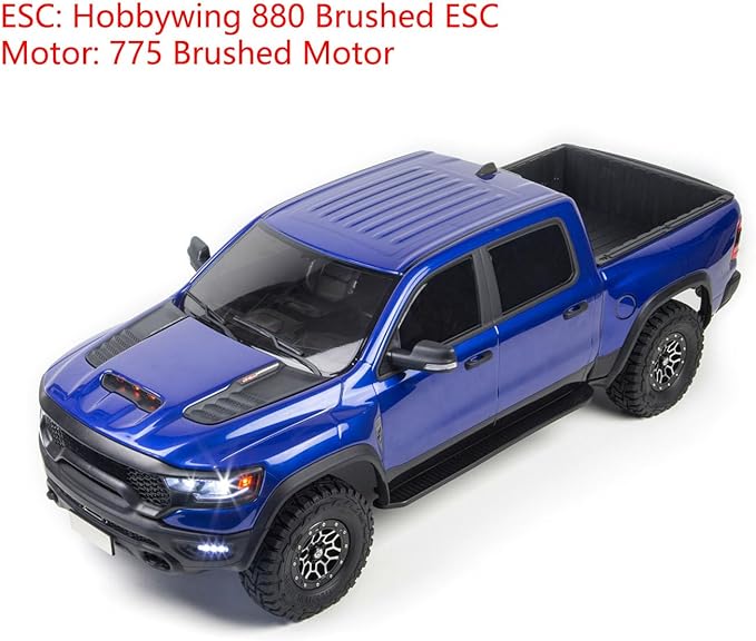 4x4 RC Off Road Vehicle 1/8 Radio Control Pickup Truck Differential Locks 2Speed Transmission Metal Gears Hobbywing ESC Lights Hobby Grade Model for Adult Hobby(Dark Blue)