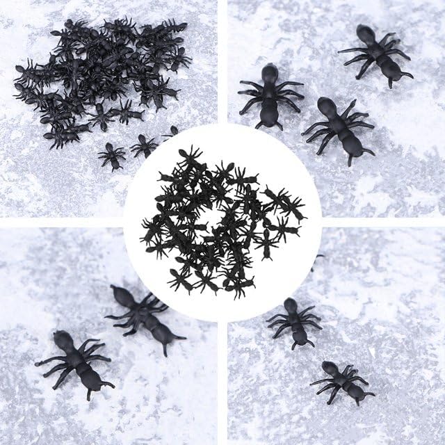 100Pcs Black Fake Black Ant Realistic Imitation for Halloween Prank Props Simple and Sophisticated Design Executive Desk Games Gag Toys and Practical Jokes Novelty and Gag Toys