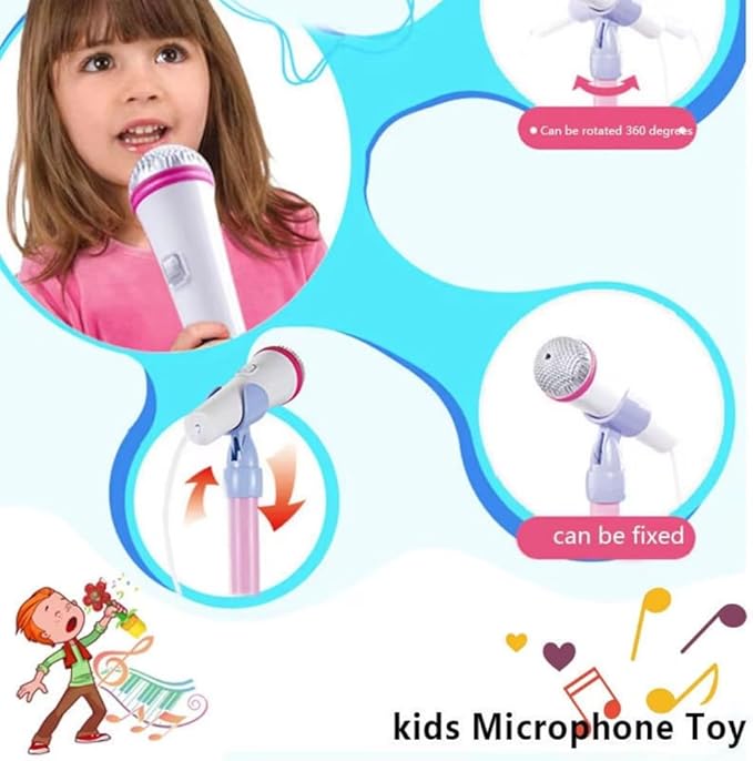 2026 New The All-in-One Microphone Toy, Kids Microphone with Stand Adjustable, Speaker & Led Lights, Move to Play Kids Karaoke Microphone for Singing, Boys & Girls, (Blue)