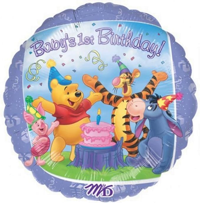 Anagram Pooh's 1st Birthday Party Supplies 12pc Balloon Bouquet Decorations