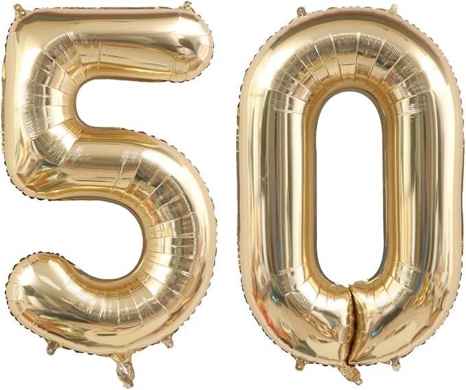 40 Inch Light Gold 50 Number Balloons White Gold Giant 50 Foil Mylar Helium Large Digital Balloon Champagne Gold Birthday Numbers Jumbo Balloons 50th Anniversary Events Party Decorations Supplies