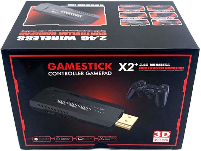 X2 Plus 4K Retro Game Stick, HD Home Video Game Console with 2 Wireless Controllers, HDMI Output, 30000+ Built-in Games (64GB)