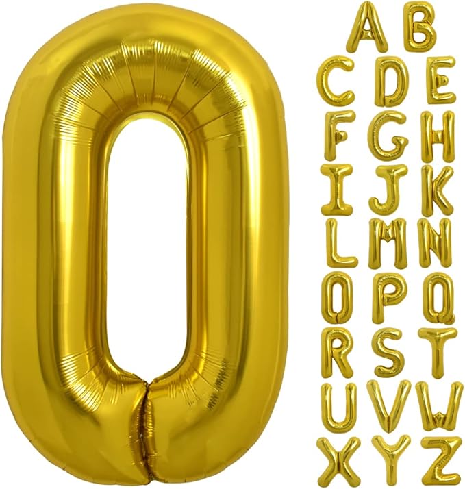 TONIFUL 40 Inch Large Gold Letter O Balloons, Foil Mylar Big Balloons for Birthday Party Anniversary Supplies Decorations