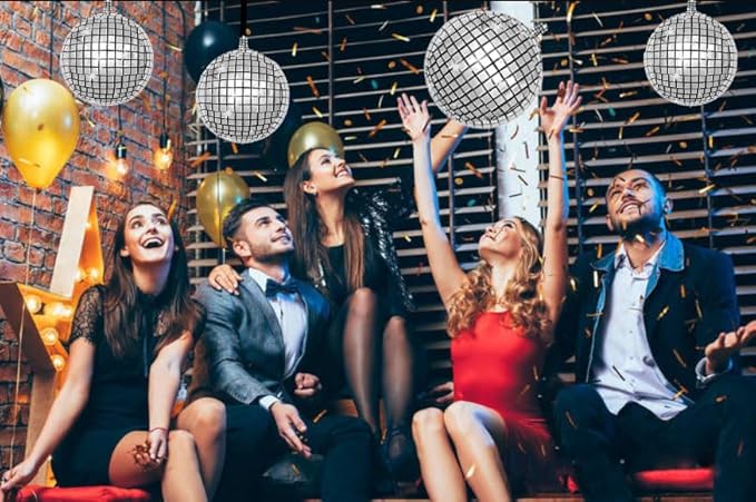10 PCS Silver Disco Balloon 4D Round Balloon 70s 80s 90s Theme Disco Balloon Decorations Bachelorette Party Birthday Party Supplies