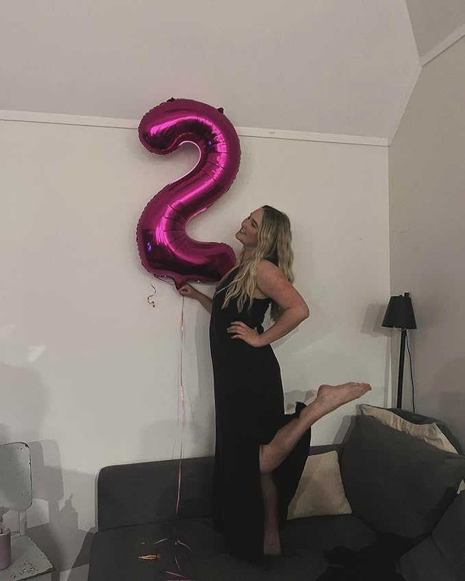 40 Inch Hot Pink Number 9 Balloon, Giant 9 Number Balloons for 9th Birthday Decorations, Party Supplies for Baby Boy Girl, Hot Pink Party Decor