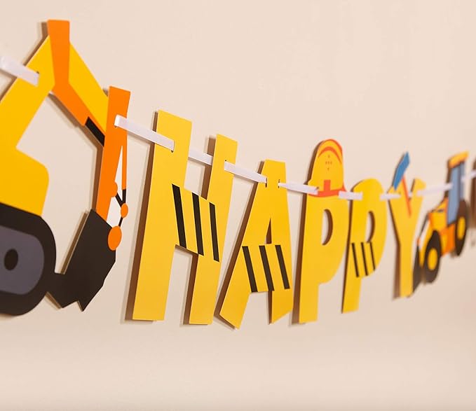 Construction Birthday Party Supplies Banner | Baby Boy Toddler Kids Birthday Truck Decorations - Huge 8-feet Long Under Construction Decor - The Perfect Decoration for your Party