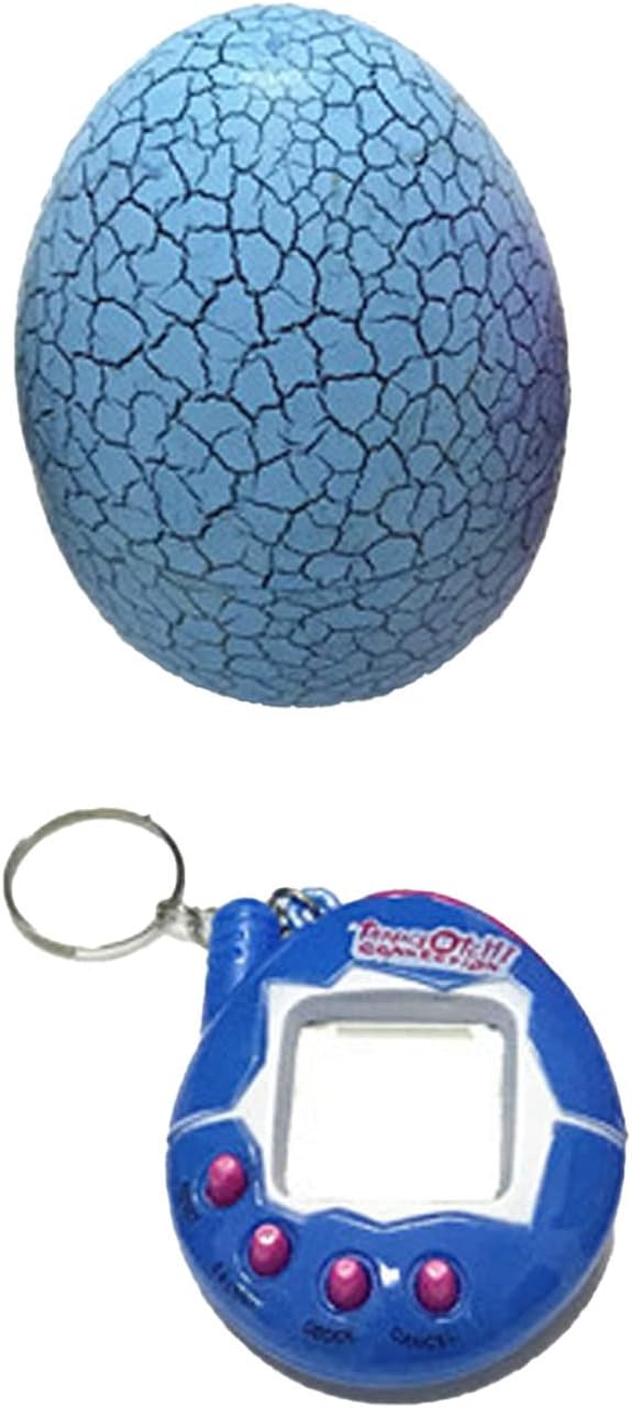 Virtual Electronic Digital Pet Game Machine Keychain with Egg Shaped Case, Upgraded Collector's Edition Virtual Pets for Kids (Blue)