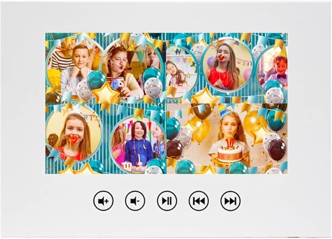 Personalized Birthday Video Greeting Card – Upload 11 Photos to Create Animated Slideshow – Fun Gift for Boys & Girls – 7” Display, 4GB Memory, Rechargeable Battery
