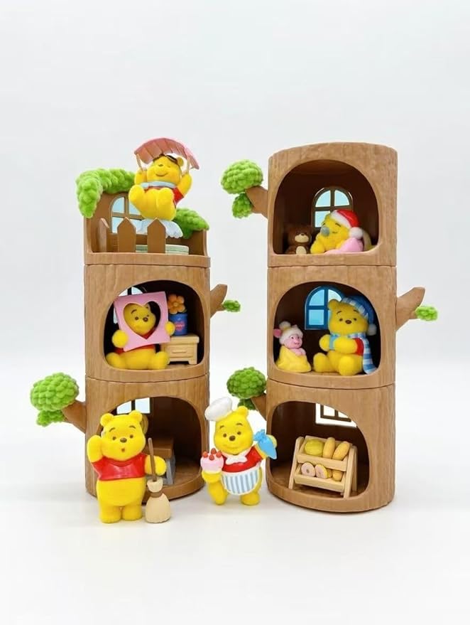 MINISO Winnie The Pooh Tree House Series Blind Box Cute Desktop Ornament Gift Collection 1 Random Easter Gift