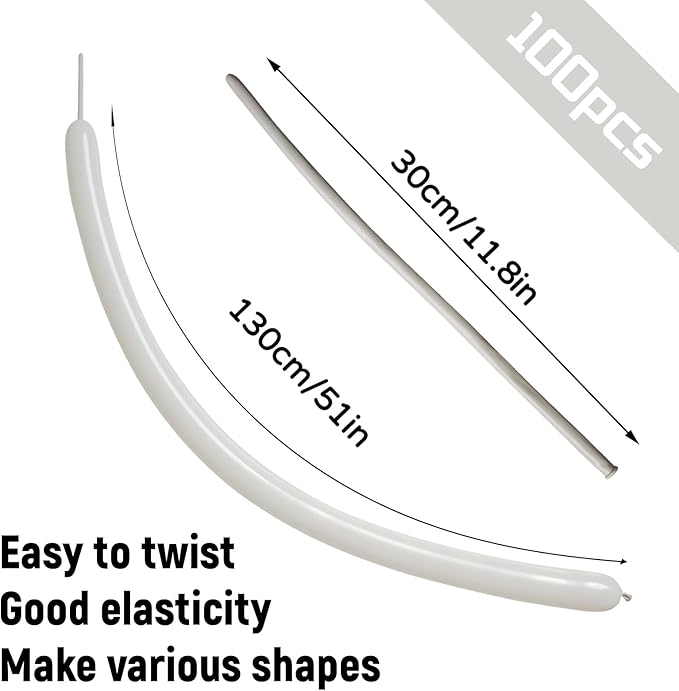 100Pcs Sand White 260 balloons, Thickening Latex Cream 260q Balloons for Animal Model, Long Twisting Balloons for Halloween Xmas Presents, Animal Shape Weddings, Birthdays Clowns.(Sand white)
