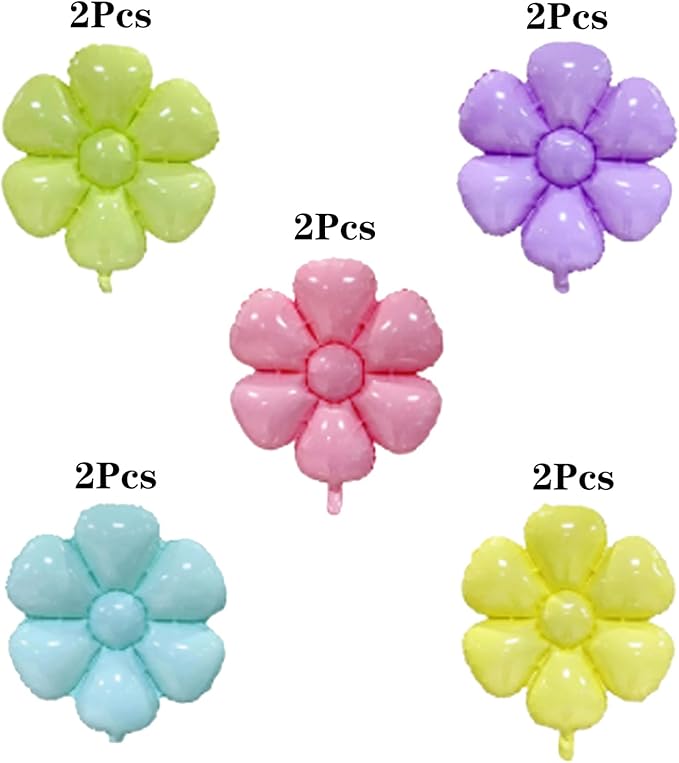 10 Pcs Daisy Balloons,Flower Theme Party Supplies Flower Aluminum Foil Balloons Birthday Wedding Baby Shower etc Party Decoration