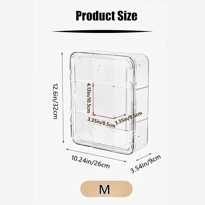 Wall Mount Acrylic Display Case 9-Cell Magnetic Door Shelf for Collectibles, Space-Saving Dust-Proof Showcase w/ Removable Grids (M-9 Cell(12.6x10.24x3.54in))