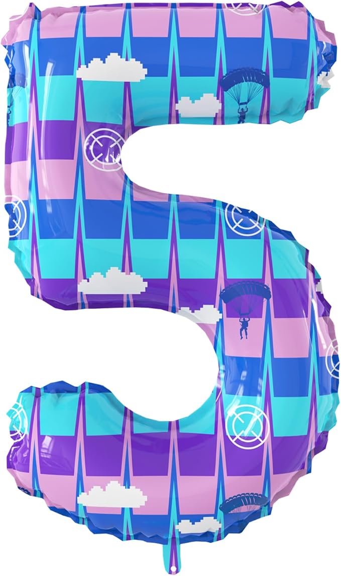 40 Inch Video Game Theme Number 5 Balloons Large Birthday Party Number Balloons Piñata Gaming for Kids Battle Boys Birthday Party Decoration Supplies