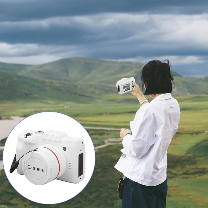 White Digital Camera - 16Mp Vlogging Camera 2.4 Inch Display Screen Light Frequency 60HZ/50HZ for Teens Adults