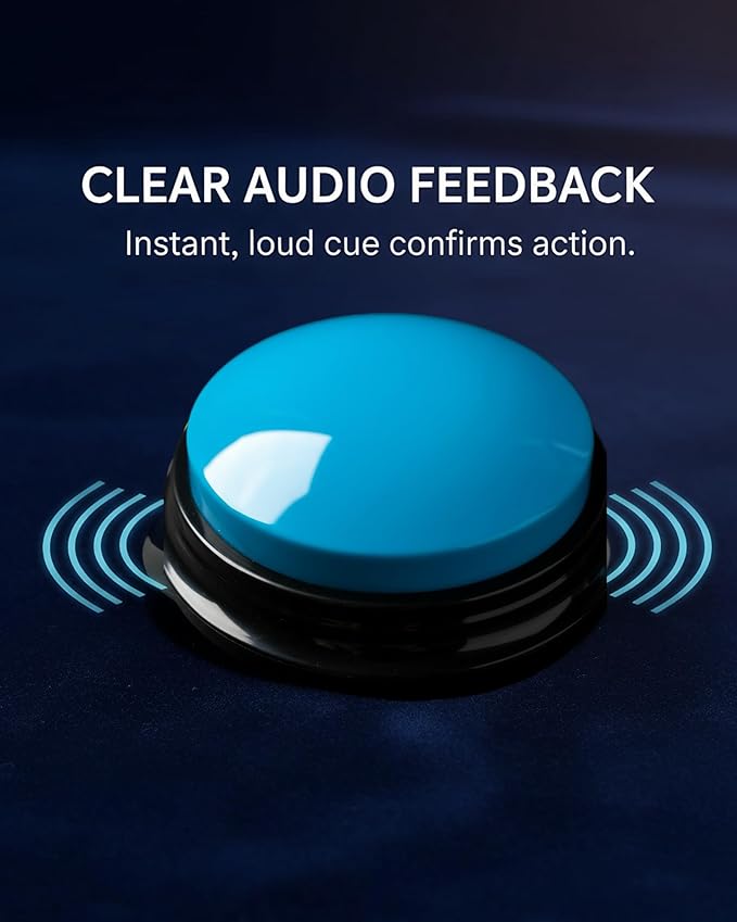 Dog Talk Buttons Voice Recording Button for Communication and Pet Training 30-Second Record & Playback Talking Button for Study, Office, Family, and Kids (Blue, one)
