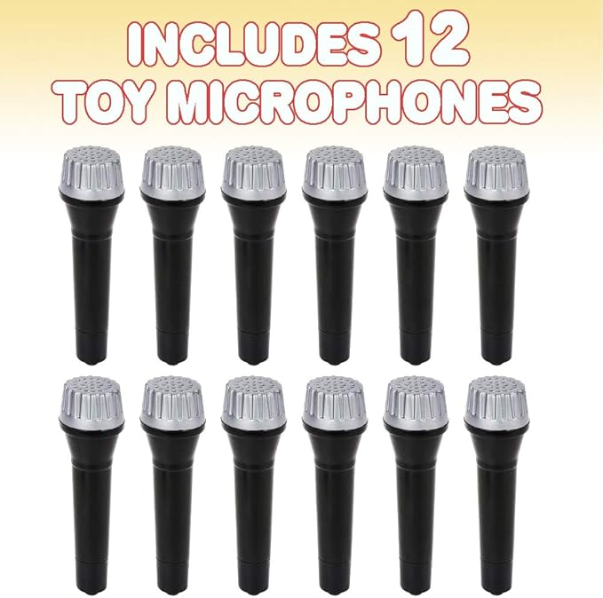 ArtCreativity Toy Microphone Set for Kids 5.5 Inch - 12 Count - Pretend Play Plastic Mics for Karaoke Fun - Stage or Costume Prop - Birthday Party Favors, Goody Bag Fillers for Boys, Girls, Toddlers
