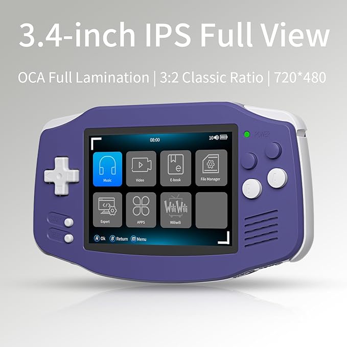 RG 34XX Retro Handheld Game Console Linux 64-bit 3.4 inch IPS Screen 32+64G Card RG 34XX Portable Gaming Console 5000+ Preloaded Games 3500mAh Battery Compatible with WiFi HDMI Bluetooth Indigo