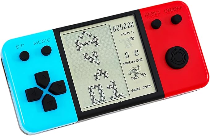 Retro Brick Game Game Blue-red Color Design Built-in 26 Cube Block Games Leisure Entertainment Electronic Block Puzzle Children/Student/Parents Birthday/Holiday (Bluered)