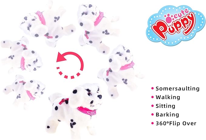 PowerTRC Cute Somersault Little Puppy | Barks, Sits, Walk, and Flips | Pet Toy Dog