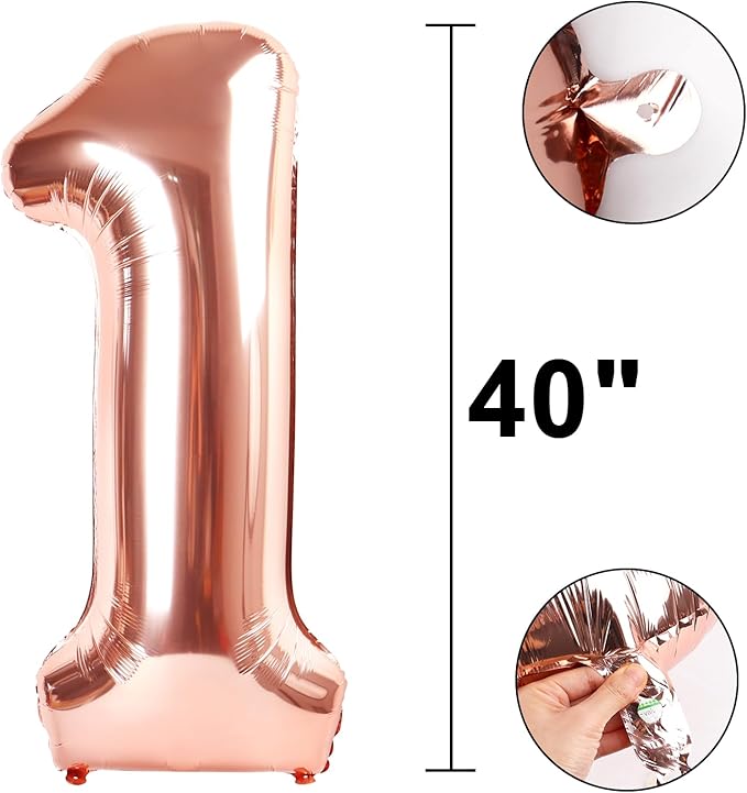 40 Inch Rose Gold Balloon Number 14 Balloon,Jumbo Mylar Foil Helium Balloon for 14 Digital Balloons for Birthday Party,Wedding Anniversary Party Decorations