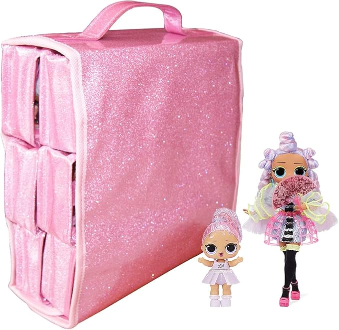 Leeche Carrying & Display Case for Dolls Compatible with LOL OMG Dolls&All Dolls,Clear View Hanging Dolls House,Easy Carrying Storage Organizer(Dolls Not Includ )
