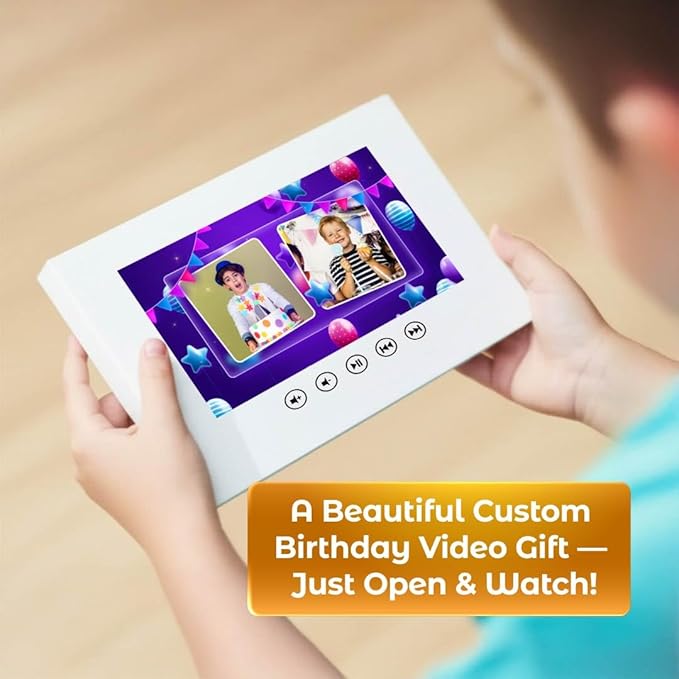 Unique Video Birthday Card for Boys – Personalized with Photos – 7” LCD Screen, 256MB Internal Memory, Rechargeable Battery – Gift for Son, Brother, or Nephew