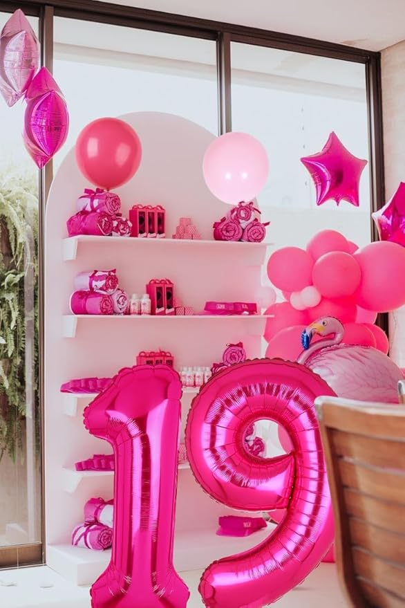 40 Inch Number Balloons Hot Pink 9 Large Number Balloon Anniversary Event Celebration Bachelorette Cowgirl Let's Go Girls Pink Themed 9th Birthday Party Decor Supplies 9 Pcs