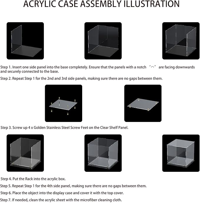 Acrylic Display Case with Floating Shelf & Thick Base – UV-Protected Collectible Showcase for Souvenirs, Figurines, and Memorabilia (9" Lx9 Wx9 H)