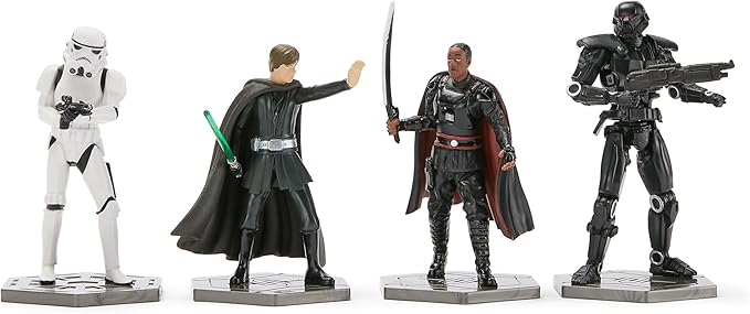 Disney Store Official Star Wars: The Mandalorian Figure Set – 8 Fully Sculpted Star Wars Figures Including The Mandalorian, Grogu, Ahsoka Tano & More in Double-Tiered Box with Scenic Backgrounds