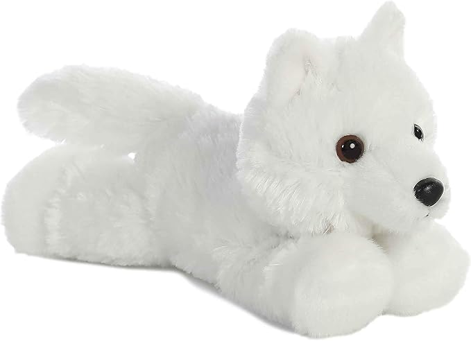 Aurora® Adorable Mini Flopsie™ White Wolf Stuffed Animal - Mini Companions Ready for Playful Adventures - for Kids All Ages, Toddlers, Adults, and Families - White 9 Inches