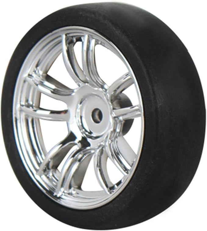 4PCS Black Toy Car Wheel Tires,48mm Simulation Rubber Tire Toy Model Spare Parts Easy Installation Small in Size,Remote and App Controlled Vehicles Parts Tires