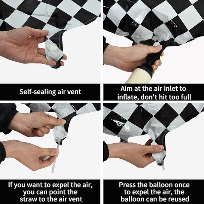 TONIFUL 40 Inch Checkered Number 8 Balloon 8th Race Car Birthday Party Supplies Black and White Large Number Balloon for Girls Boys 8th Birthday Fast Race Car Flag Party Decorations