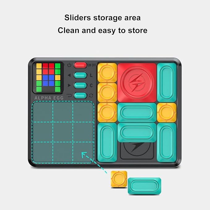 Slide Puzzle Games, Brain Teaser Puzzle Board Game Educational Interactive Handheld Brain Training Electronic Board Game for Boys Girls