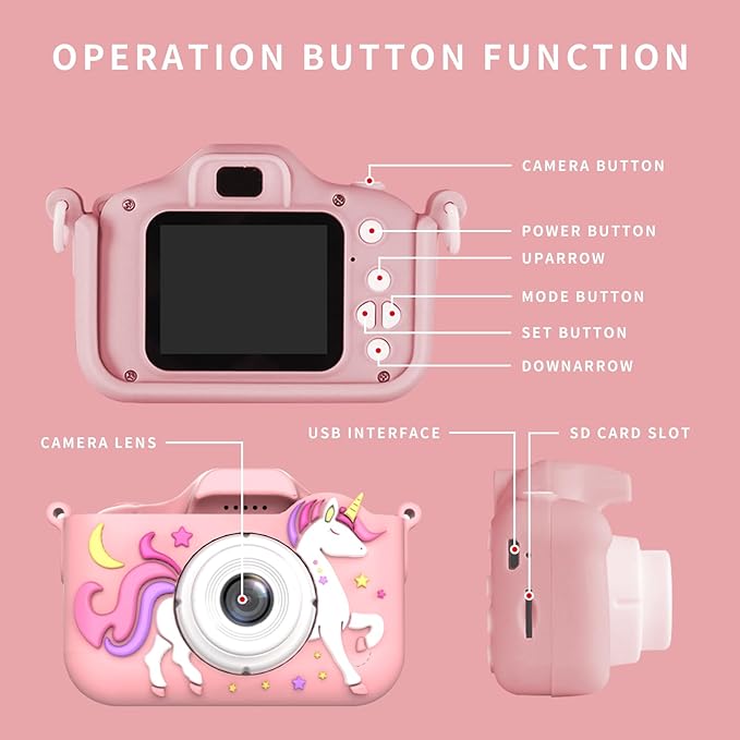 Kids Camera, 2.0 Inch LCD Screen,32GB SD Card, Gift for Girls