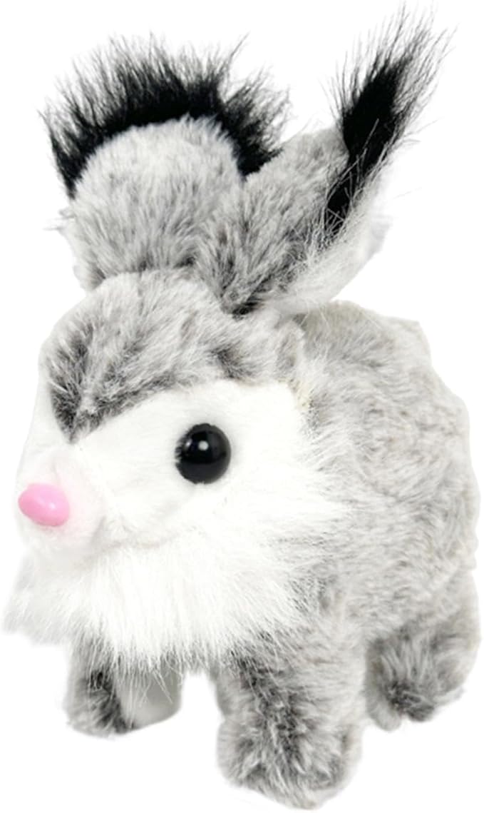 Rabbit Interactive Electronic Pet Bunny Toy Portable Cute Wiggle Ears with Sounds and Movements for Children Kids Gifts, Gray White
