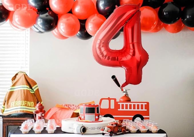 40 Inch 4 Red Number Balloons Mylar Foil Helium Digital Balloons Baby Shower 4st Birthday Party Decor Supplies
