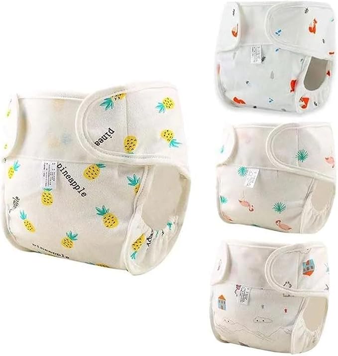 JIZHI 4 Pcs Reborn Baby Doll Diapers Reusable for 17-24 Inch Babydolls, Dolls Underwear Washable Dolls Diapers with Cute Patterns for Lifelike Reborn Baby Doll Accessories