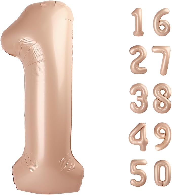 40 Inch Caramel Balloon Number 1 First Birthday Jumbo Mylar Foil Helium Balloon for 10 21 31 Birthday Digital for Birthday Party Wedding Anniversary Party Decorations