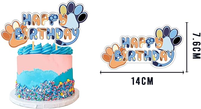Blue Dog Birthday Party Supplies,Blue Party Decoration with Blush Nude Orange Balloons,Birthday Banners,Cake Toppers