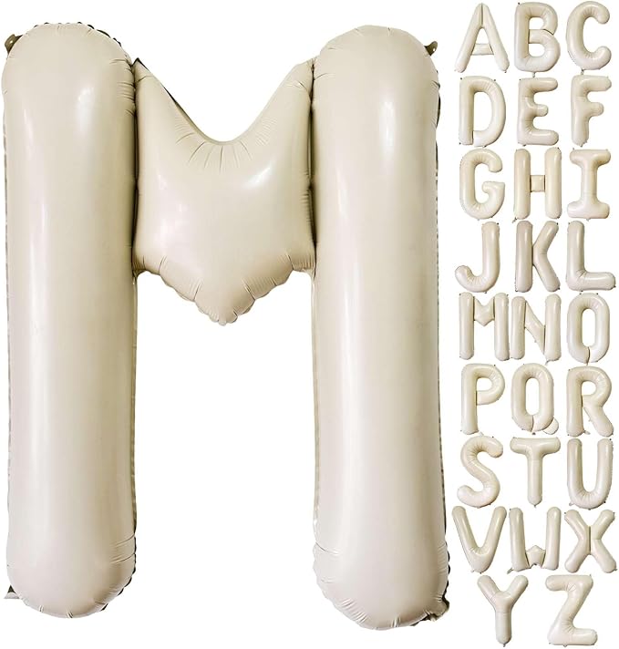 Lovoir Cream White Letter M Balloons, 40 Inch Giant Letter Balloons M Foil Mylar Helium White Letter Balloons for Birthday Party Supplies Anniversary Event Celebration Decorations Alphabet White M