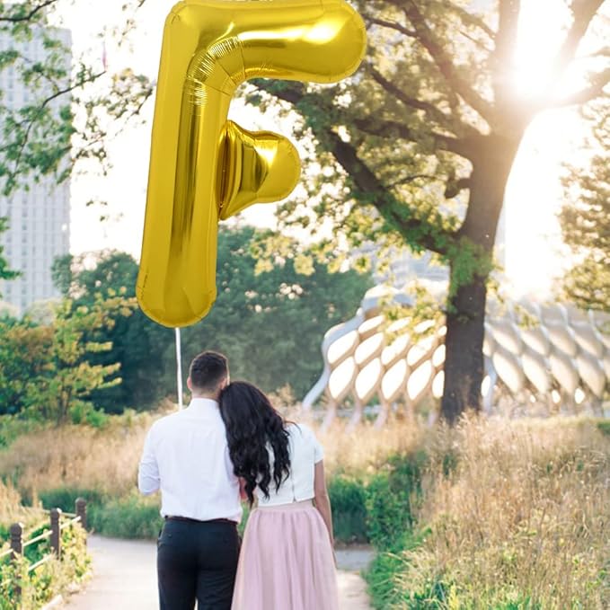 TONIFUL 40 Inch Gold Letter F Balloons, Helium-Filled Foil Mylar Big Balloons for Birthday, Anniversary Decorations