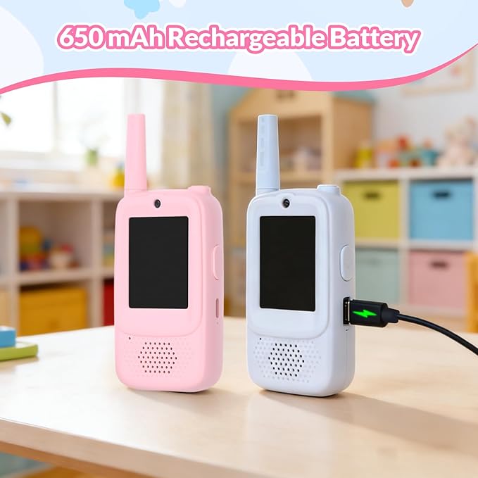 Video Walkie Talkies for Kids with Dual Cameras,2 Pack Rechargeable Kids Walkie Talkies Toys for Ages 3-9 Year Old Boy Girl, Blue+Pink