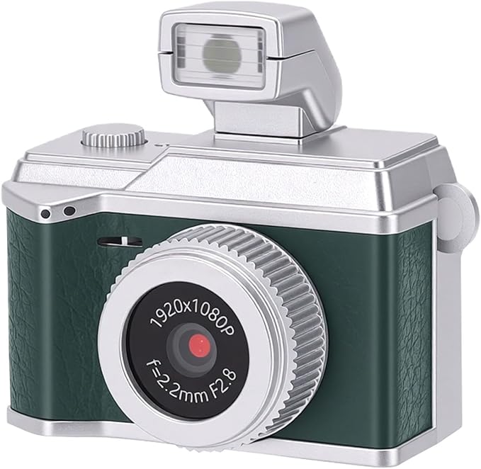 Bewinner Tiny Digital Keychain Camera, 1080P FHD 8MP Thumb Sized with 0.96 Inch Color Screen & 32GB Memory Card, LED Fill Light for Beginners Teens Kids Gifts (Green)