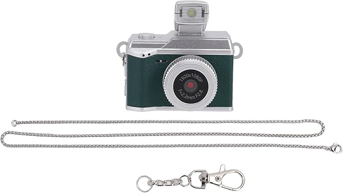 Bewinner Tiny Digital Keychain Camera, 1080P FHD 8MP Thumb Sized with 0.96 Inch Color Screen & 32GB Memory Card, LED Fill Light for Beginners Teens Kids Gifts (Green)