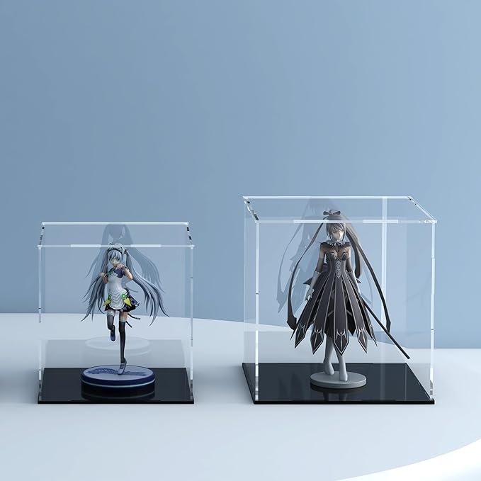 Acrylic Display Case for Collectibles and Toys, Versatile Clear Acrylic Display Box with Black Base for Action Figures and Trophy, 7x7x11-inch