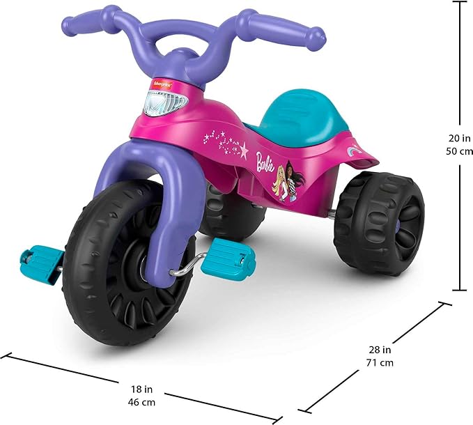 Fisher-Price Barbie Tricycle with Handlebar Grips and Storage Area, Multi-Terrain Tires, Tough Trike (Amazon Exclusive)