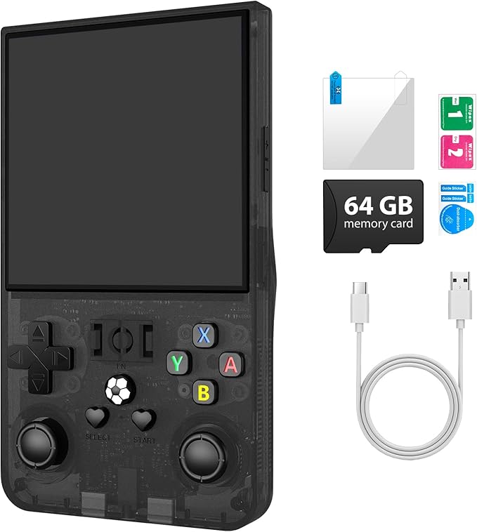 R36MAX Retro Handheld Game Console, 4.0 inch Retro Gaming Console with 64GB Memory (Black)