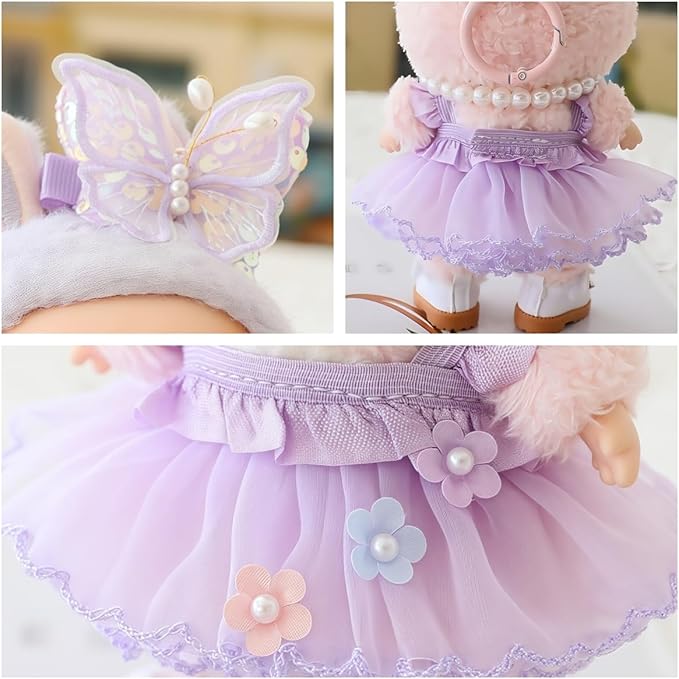 Clothes for Lu bubu Dolls(No Doll) Accessories, Outfit Set 2 Pieses Gauze Dress for 17cm Doll , Romantic Skirt Doll Clothing Set Replacement Purple